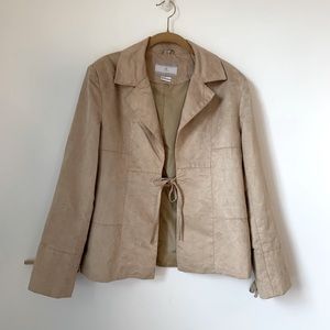 Nuage Faux Suede Leather Tie Front Lightweight Jacket